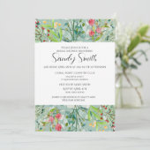 ボーホーグリーンの葉と野の花の花嫁シャワー 招待状 (スタンド正面)