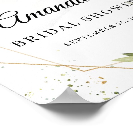 ボーホーグリーン植物のゴールド幾何学模様のウェルカムサイン ポスター (角)