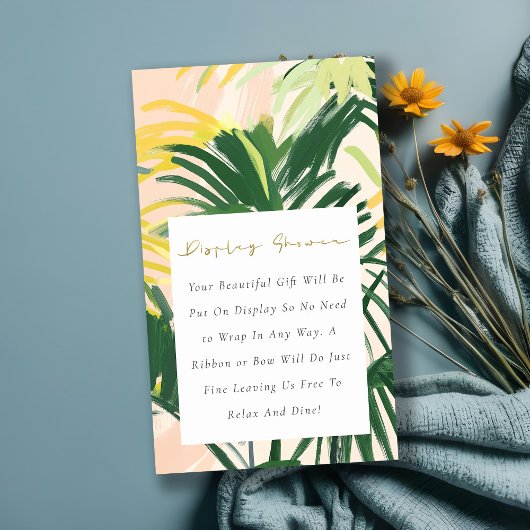 ボーホーグリーン トロピカル パーム ディスプレイ シャワー ベイビー シャワー エンクロージャーカード