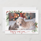 ボーホーグリーン バーガンディ ベージュ 2022年 新年のお祝い シーズンカード (正面)