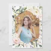 ボーホーグリーン フラワー フォト フレーム スイート 16 招待状 (裏面)