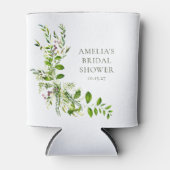 ボーホーグリーン 水彩花 ブライダルシャワー 缶クーラー (正面)