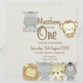 ボーホーサファリ誕生日招待状 招待状 (正面/裏面)