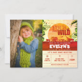 ボーホーサファリ 動物たちと フォーエバーワイルド フォト バースデー 招待状 (正面)