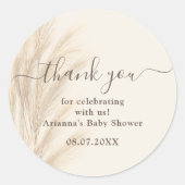 ボーホーサマー パンパスグラス 水彩画 ありがとうベイビー ラウンドシール (正面)