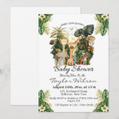 ボーホージャングルアニマルベイビーシャワー 招待状 (正面/裏面)