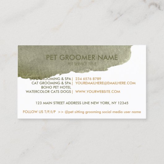 ボーホースタイルのペットグルーミングスパ 猫 犬 名刺 (裏面)