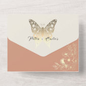 ボーホースプリングピーチウェディング オールインワン招待状 (裏面)