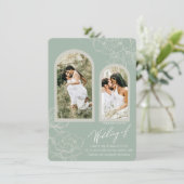 ボーホーセージアーチデザインの結婚式招待状 招待状 (スタンド正面)