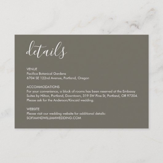ボーホーデザートグレー結婚式詳細案内カード エンクロージャーカード (正面)