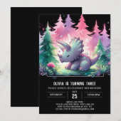 ボーホーデジタルトリケラトプスの誕生日 招待状 (正面/裏面)