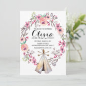 ボーホートライバルベイビーシャワー招待状 フラワーティーピー 招待状 (スタンド正面)
