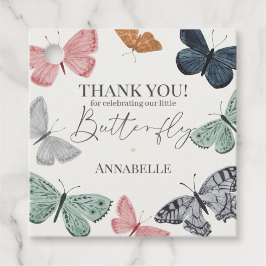 ボーホーバタフライ ベイビーシャワーパーティーのお土産 フェイバータグ (正面)