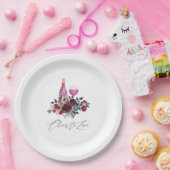 ボーホーバレンシアガとネイビーワインボトルラベル ブライダルシャワー ペーパープレート (パーティー)