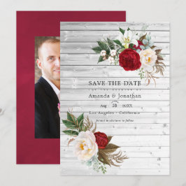 ボーホーバーガンディ - マルサラ フラワー ウェディング フォト セーブザデート