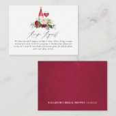 ボーホーバーズガウン フラワーワインチェック ブライダルシャワー エンクロージャーカード (正面/裏面)