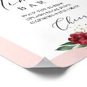 ボーホーバーズントピンクの花柄ミモザバーサイン ポスター (角)