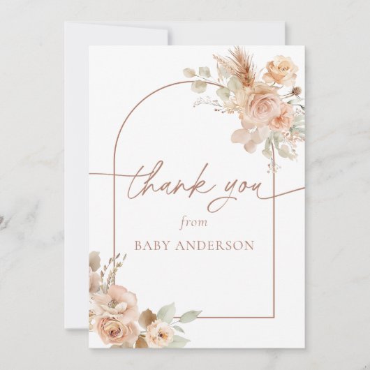 ボーホーパンパスグラスベイビーシャワーのお礼 サンキューカード (正面)