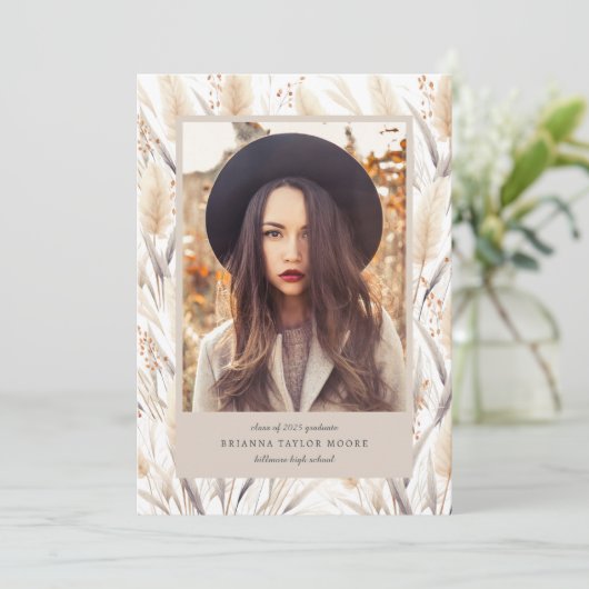 ボーホーパンパスグラス卒業写真発表 招待状 (スタンド正面)