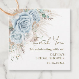 ボーホーパンパスグラス パステルブルー フラワーブライダルシャワー フェイバータグ