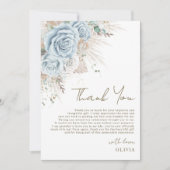 ボーホーパンパスグラス パステルブルー フラワー ブライダルシャワー サンキューカード (正面)