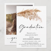 ボーホーパンパスグラス フォト 卒業パーティー 招待状 (正面/裏面)