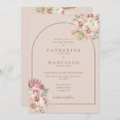 ボーホーパンパスグラス フローラルアーチ ウェディング招待状 招待状 (正面/裏面)