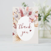 ボーホーパンパスグラス ブライダルシャワーの感謝カード サンキューカード (スタンド正面)