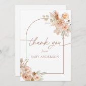 ボーホーパンパスグラス ベイビーシャワー 感謝カード (正面/裏面)