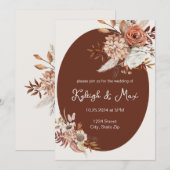 ボーホーパンパス草の招待状 - ニュートラルな花飾り 招待状 (正面/裏面)
