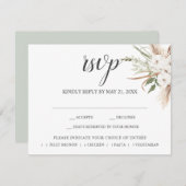 ボーホーパンパ グラス リーブス ウェディング RSVP 封入 カード (正面/裏面)