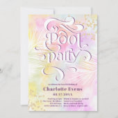 ボーホーパームファンプールパーティースクリプトが渦巻く スイート16 招待状 (正面)