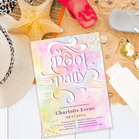 ボーホーパームファンプールパーティースクリプトが渦巻く スイート16 招待状