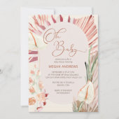 ボーホーパーム オー ベイビー ドライ フロリアージ ラスティック ベイビー シャワー 招待状 (正面)