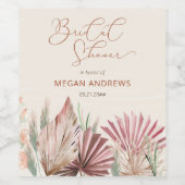 ボーホーパーム ドライ トロピカル フローラル ブライダル シャワー ワインラベル (シングルラベル)