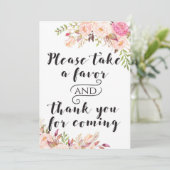 ボーホーフェイバーお願いします　おひとつお持ちください　サイン 5x7インチ サイズ 招待状 (スタンド正面)