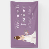 ボーホーブライドのウェルカムバナー - 黒髪の美しい花嫁 横断幕 (縦)