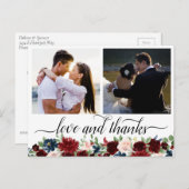 ボーホーブルーム | ワインレッドとネイビー 2枚の写真のお礼 ポストカード (正面/裏面)