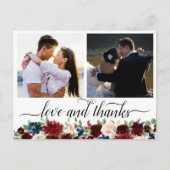 ボーホーブルーム | ワインレッドとネイビー 2枚の写真のお礼 ポストカード (正面)