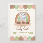 ボーホーベアのクラウドベイビーシャワー 招待状 (正面/裏面)