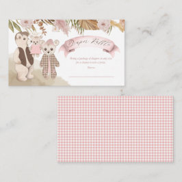 ボーホーベアファミリーガールベイビーシャワーディーパーラッフル エンクロージャーカード