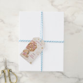 ボーホーベア ピンク風船 ベイビーシャワー サンクス ギフトタグ (より糸付き)