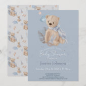 ボーホーベイビーのテディベア招待状 招待状 (正面/裏面)