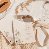 ボーホーベイビーシャワーの招待状 | 現代の秋の花 招待状