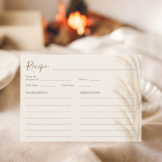 ボーホーベージュのパンパスグラス ウォーターカラーの結婚式のレシピ 招待状