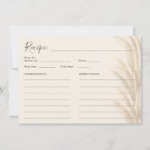 ボーホーベージュのパンパスグラス ウォーターカラーの結婚式のレシピ 招待状 (正面)