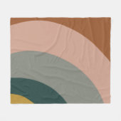 ボーホーミニマルアース音色の音波パターン フリースブランケット (正面(横))