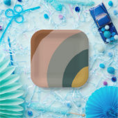 ボーホーミニマルアース音色の音波パターン ペーパープレート (パーティー)