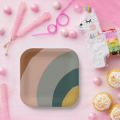 ボーホーミニマルアース音色の音波パターン ペーパープレート (パーティー)