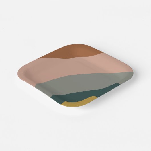 ボーホーミニマルアース音色の音波パターン ペーパープレート (傾斜あり)